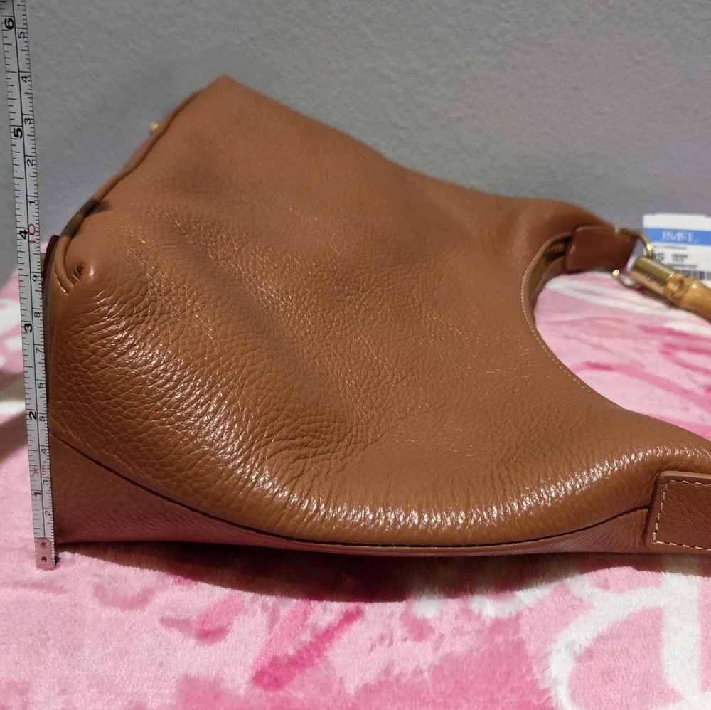 J. McLaughlin Folly Leather Handbag With Bamboo Handle - Picture 4 of 10